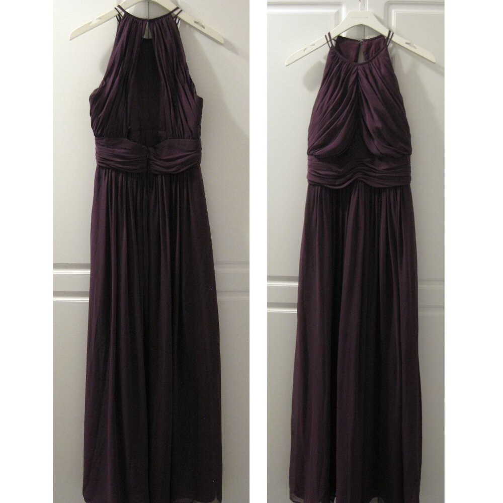 Dessy Collection by Vivian Diamond - Purple Halter Open Back Gown
